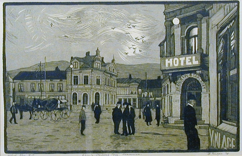 Gamle Strømsø torg, Drammen [Grafikk] - Drammens Museum / DigitaltMuseum