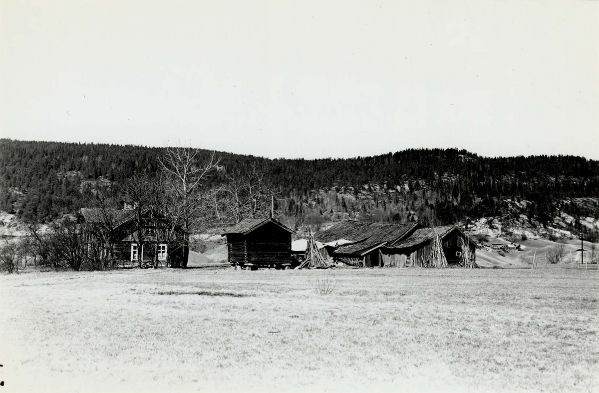 Søndre Tokerud gård, Oslo, Østre Aker. Husene sett fra et jorde